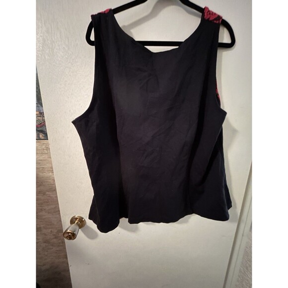 Lane Bryant Top Black With Red Lace Size 26 Plus Size Top Sleeveless - Picture 5 of 5